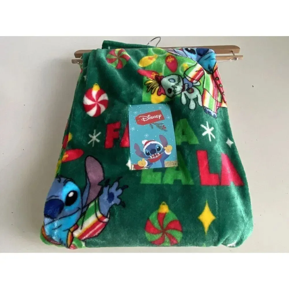 Disneys Stitch And Scrump PJ  Tradition 50 X 70” Christmas Lights Throw‎ Blanket